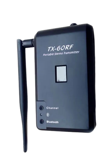 Rechargeable RF silent disco transmitter for hire